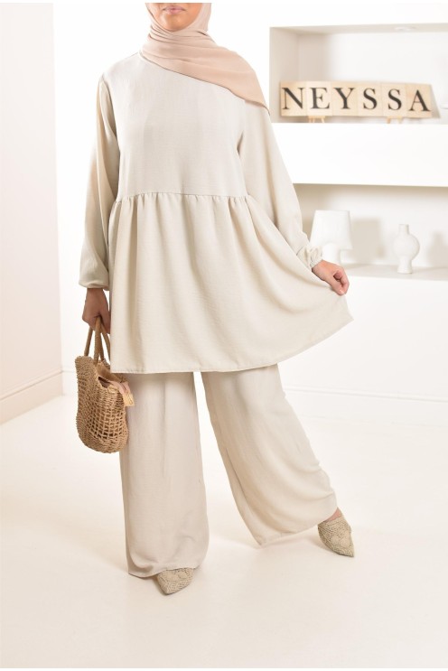 Ensemble fluide mastour tunique et pantalon été femme musulmane 