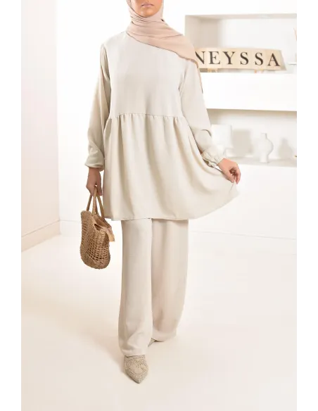 Ensemble fluide mastour tunique et pantalon été femme musulmane 