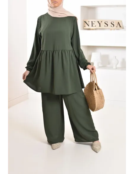 Ensemble fluide mastour tunique et pantalon été femme musulmane 