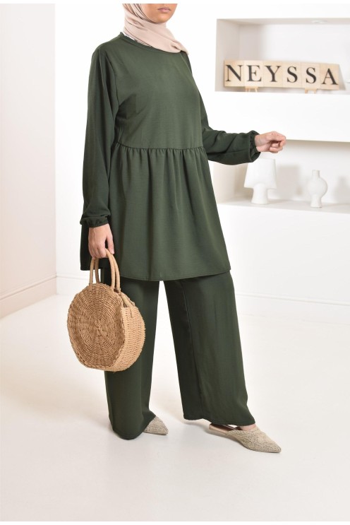 Ensemble fluide mastour tunique et pantalon été femme musulmane 