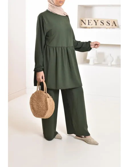 Ensemble fluide mastour tunique et pantalon été femme musulmane 