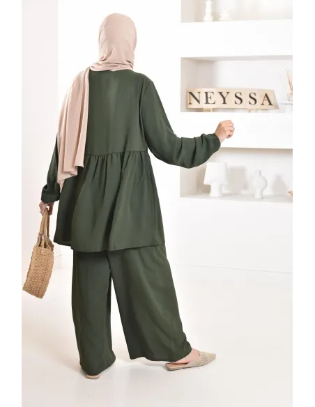 Ensemble fluide mastour tunique et pantalon été femme musulmane 