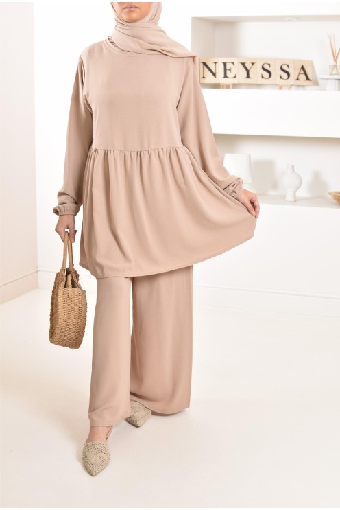 Ensemble fluide mastour tunique et pantalon été femme musulmane 
