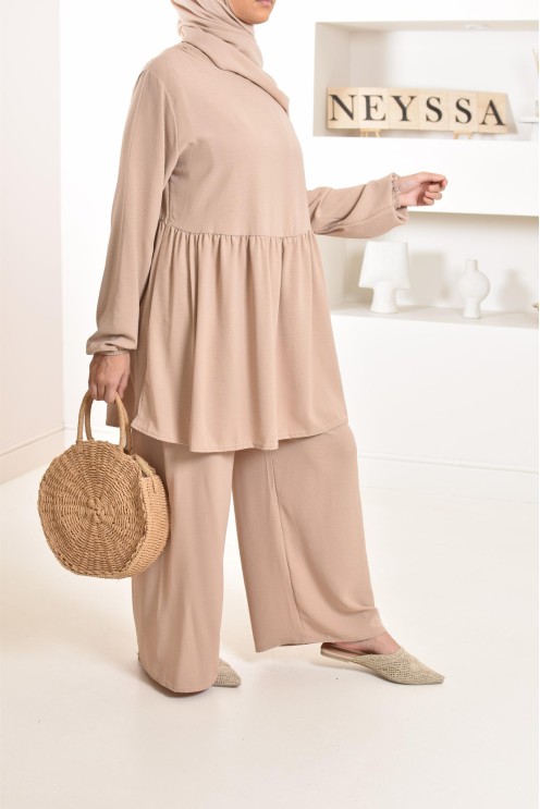 Ensemble fluide mastour tunique et pantalon été femme musulmane 
