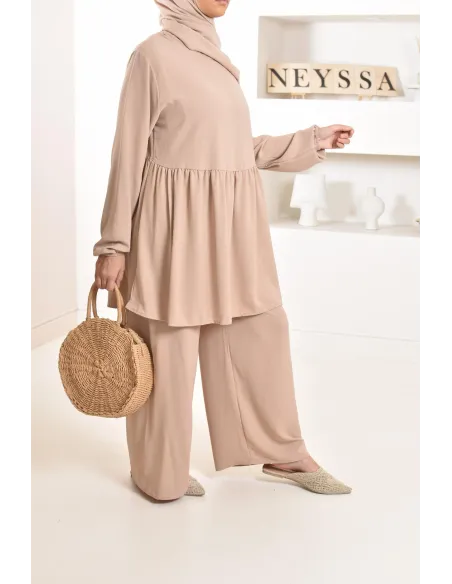 Ensemble fluide mastour tunique et pantalon été femme musulmane 