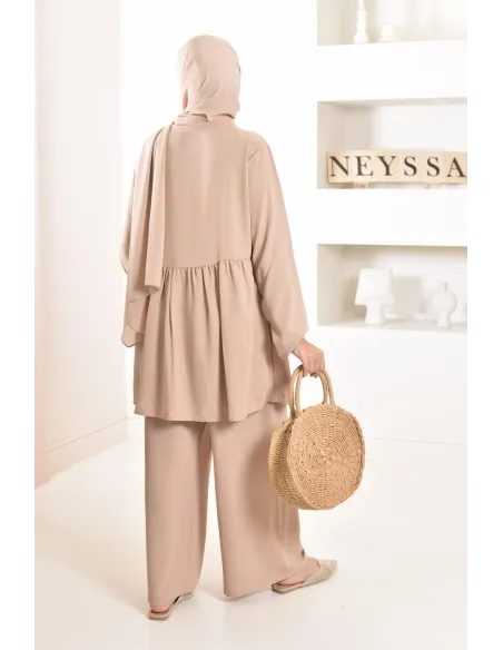 Ensemble fluide mastour tunique et pantalon été femme musulmane 