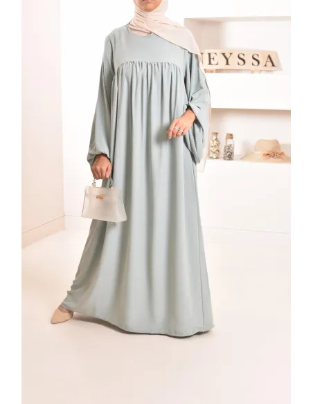 Abaya manches bouffantes femme, robe mastoura longue et fluide