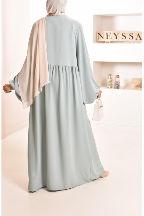 Abaya manches bouffantes femme, robe mastoura longue et fluide