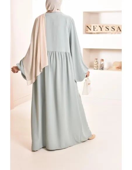 Abaya manches bouffantes femme, robe mastoura longue et fluide