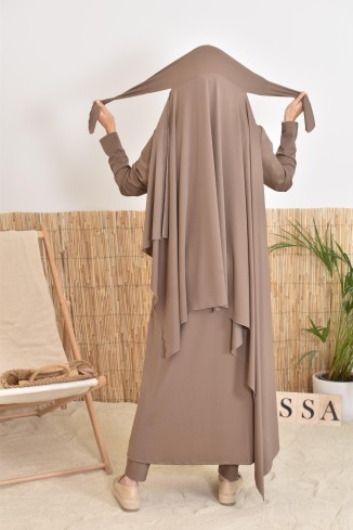 Burkini with long hijab, including pants and tunic, opaque and resistant  2