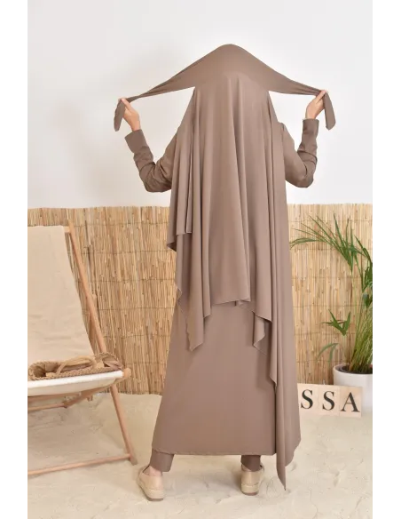 Burkini with long hijab, including pants and tunic, opaque and resistant 