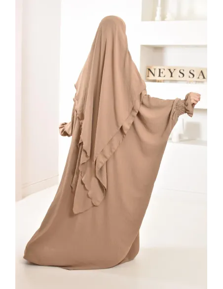 Ensemble abaya et khimar 2 voiles assorti en Jazz, tenue légiférée pour la femme musulmane