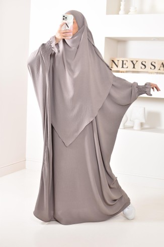Matching abaya and khimar 2 veils set in Jazz, legal attire for Muslim women