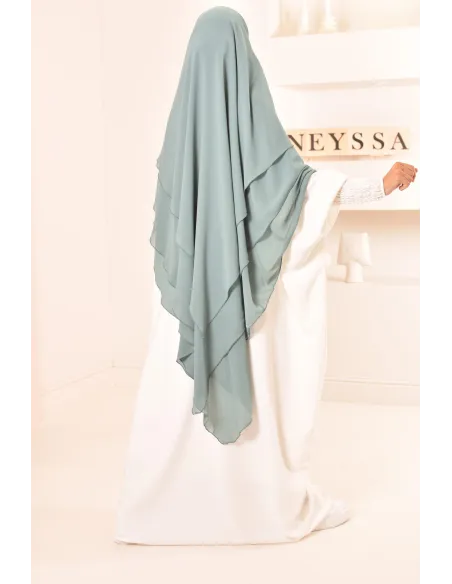 Long khimar 3 voiles en mousseline pour femme musulmane voilée