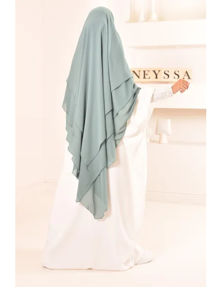 Long khimar 3 voiles en mousseline pour femme musulmane voilée
