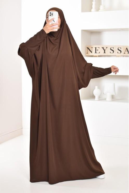 Jilbab une pièce wool peach léger fluide pas cher