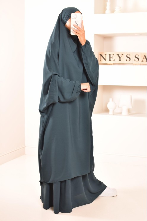 Jilbab deux pièces jupe à manches élastiques pas cher neyssa shop