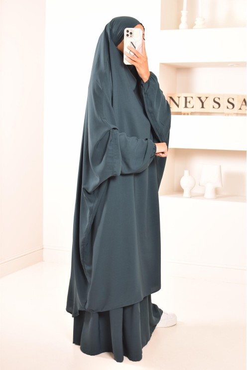 Jilbab deux pièces jupe à manches élastiques pas cher neyssa shop