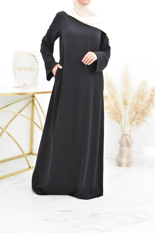 Abaya simple robe longue mastour soie de Médine pour femme voilée