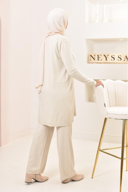 ensemble 2 pièces pull long et pantalon, confortable et classe