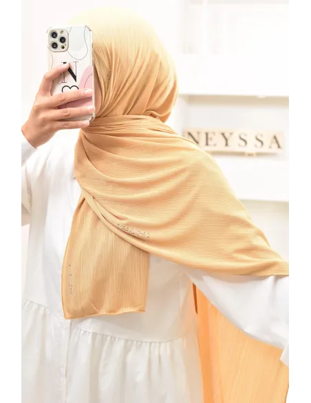Maxi hijab jersey plissé avec strass, qualité premium à petit prix