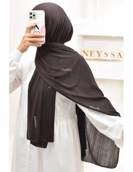 Maxi hijab jersey plissé avec strass, qualité premium à petit prix