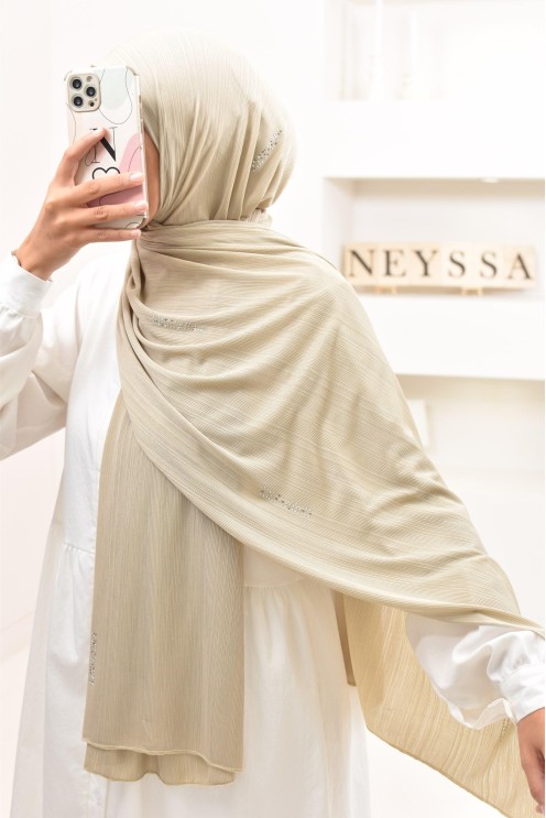 Maxi hijab jersey plissé avec strass, qualité premium à petit prix