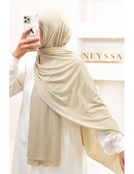 Maxi hijab jersey plissé avec strass, qualité premium à petit prix