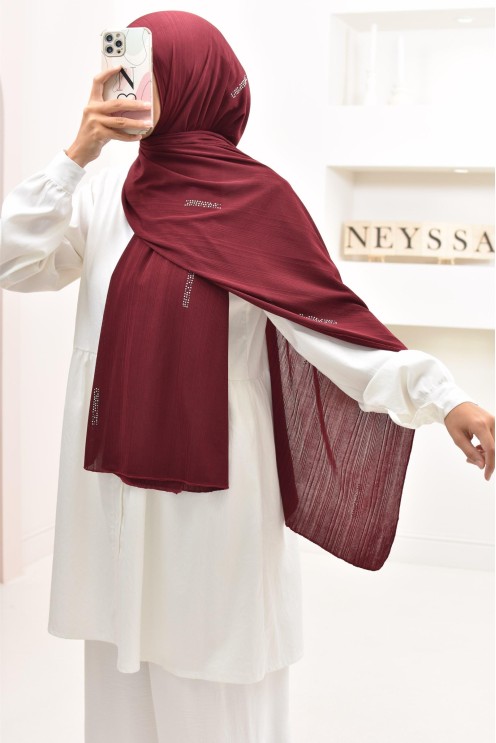 Maxi hijab jersey plissé avec strass, qualité premium à petit prix