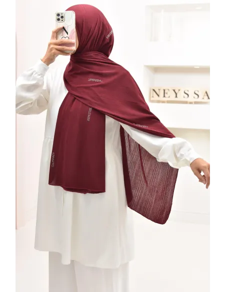 Maxi hijab jersey plissé avec strass, qualité premium à petit prix