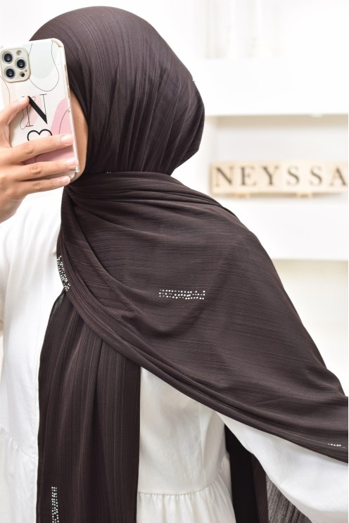 Maxi hijab jersey plissé avec strass, qualité premium à petit prix