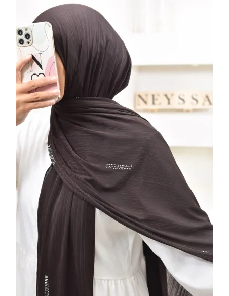 Maxi hijab jersey plissé avec strass, qualité premium à petit prix