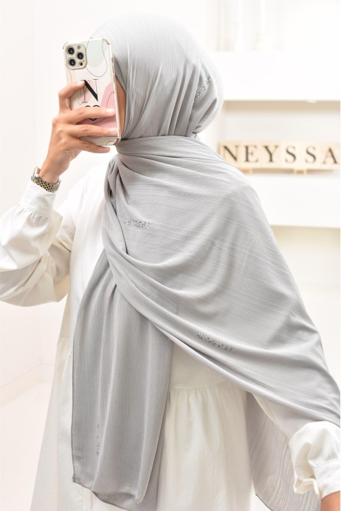 Maxi hijab jersey plissé avec strass, qualité premium à petit prix