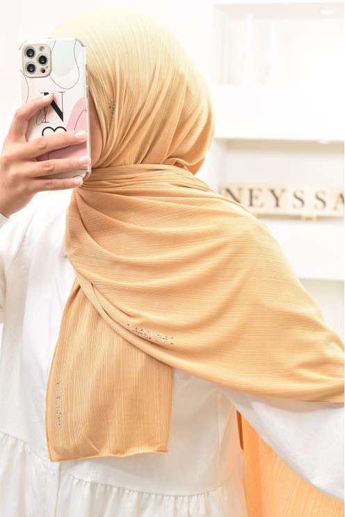 Maxi hijab jersey plissé avec strass, qualité premium à petit prix
