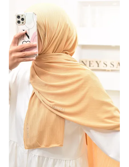 Maxi hijab jersey plissé avec strass, qualité premium à petit prix