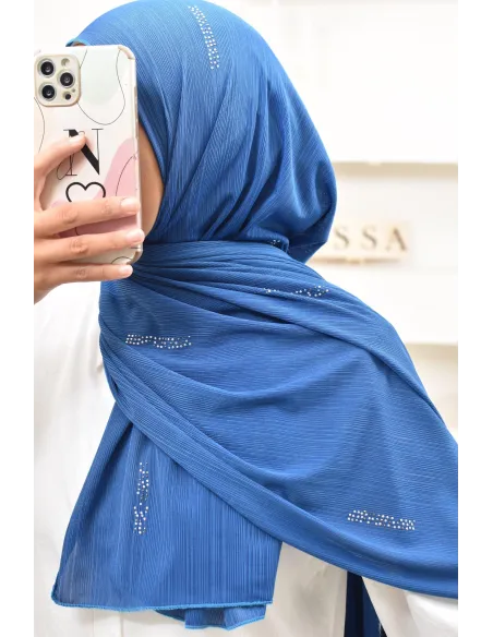 Maxi hijab jersey plissé avec strass, qualité premium à petit prix