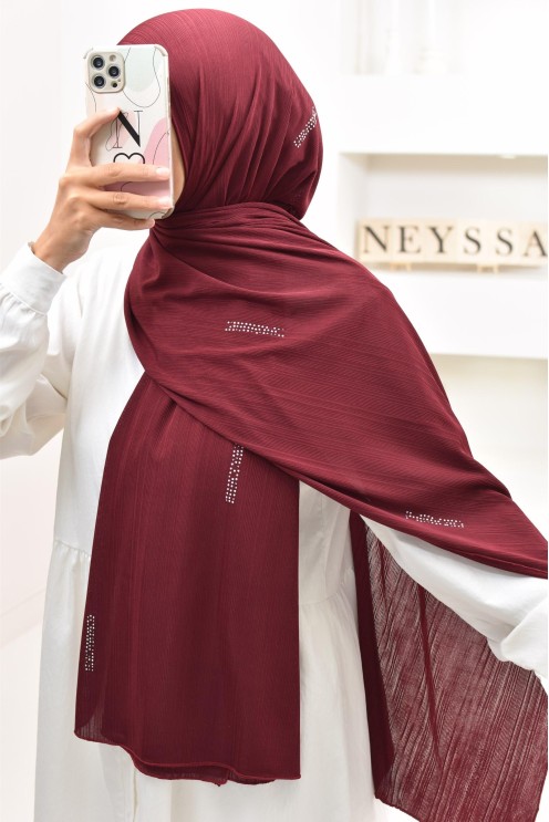 Maxi hijab jersey plissé avec strass, qualité premium à petit prix