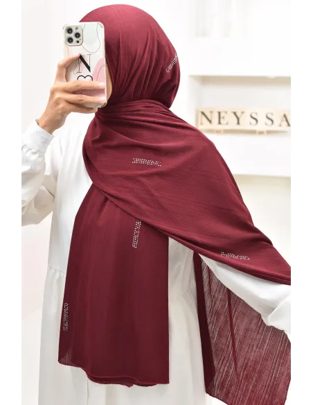 Maxi hijab jersey plissé avec strass, qualité premium à petit prix
