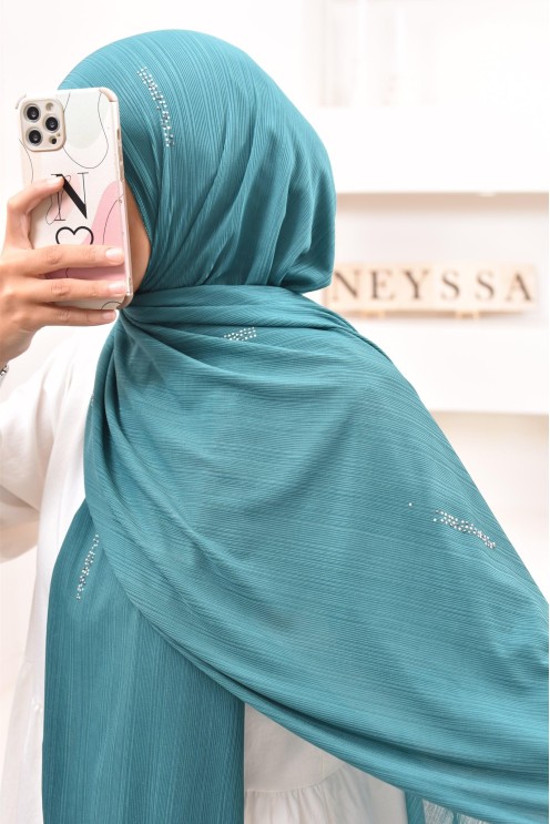 Maxi hijab jersey plissé avec strass, qualité premium à petit prix