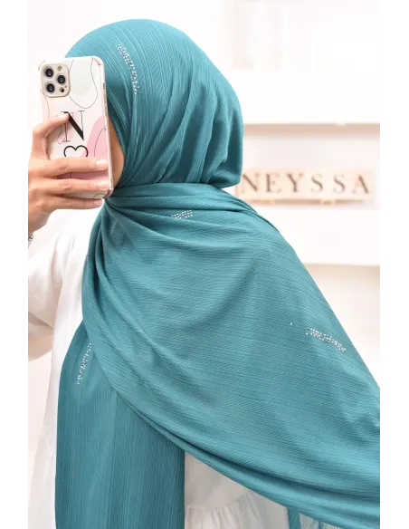Maxi hijab jersey plissé avec strass, qualité premium à petit prix