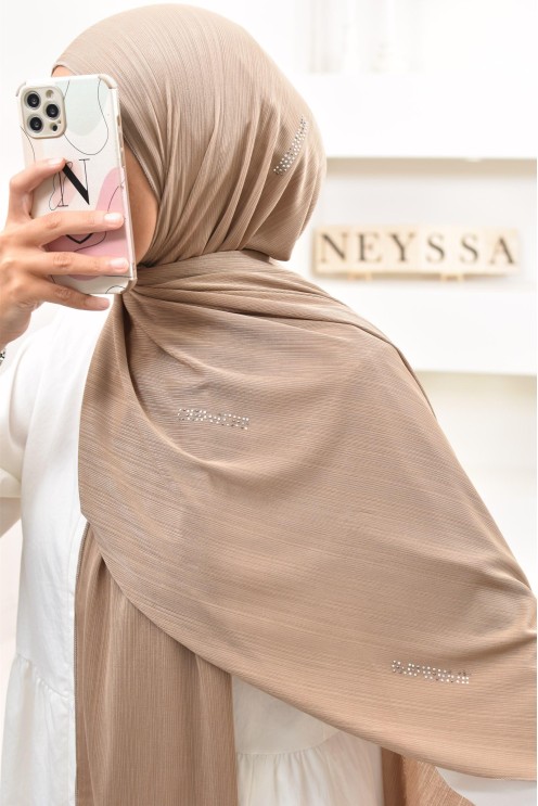 Maxi hijab jersey plissé avec strass, qualité premium à petit prix