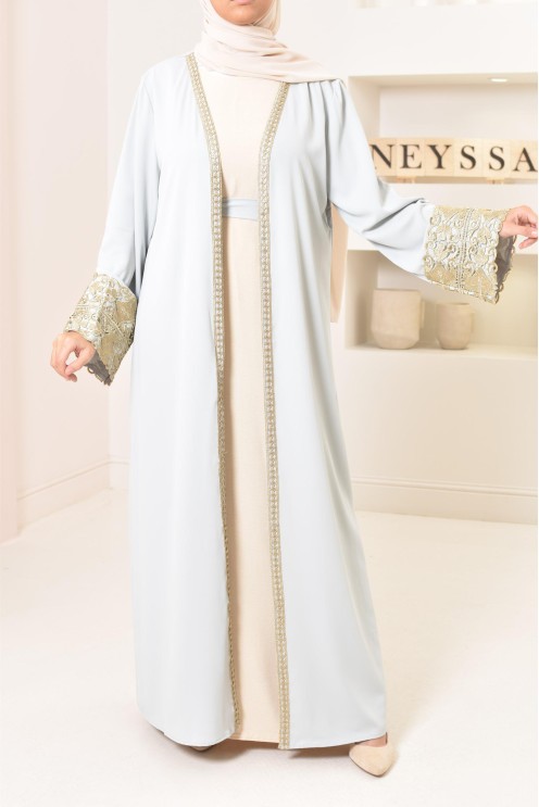 Long kimono brodée avec manches tulipes pour Aïd 2022