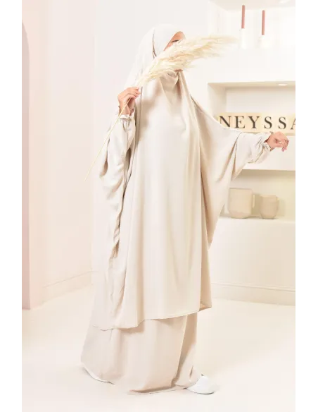 jilbab 2 pieces fluide manche froufrou haut de gamme et pas cher