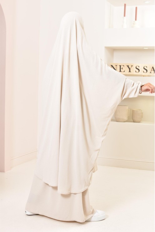 jilbab 2 pieces fluide manche froufrou haut de gamme et pas cher