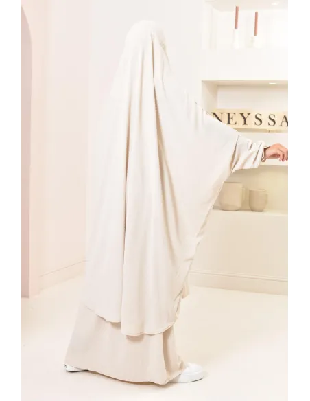 jilbab 2 pieces fluide manche froufrou haut de gamme et pas cher