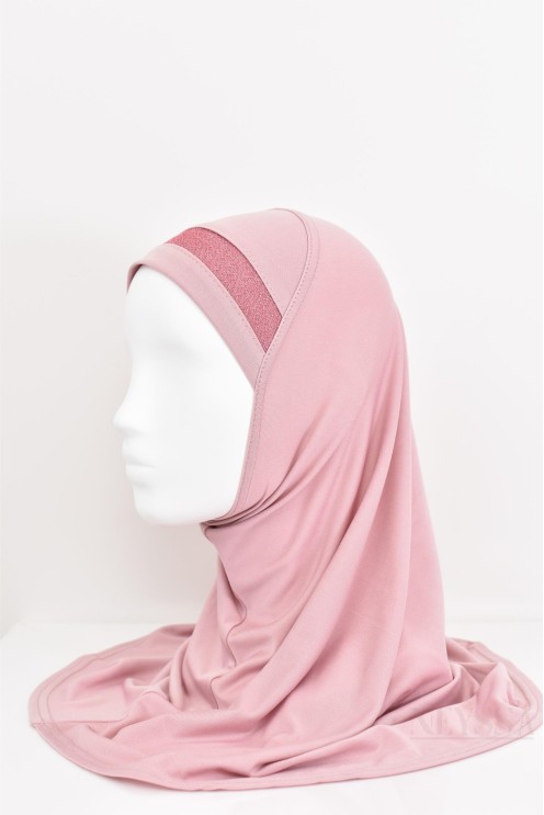 Hijab für Mädchen mit Strasssteinen, zum Überziehen, Jersey, für den Alltag.