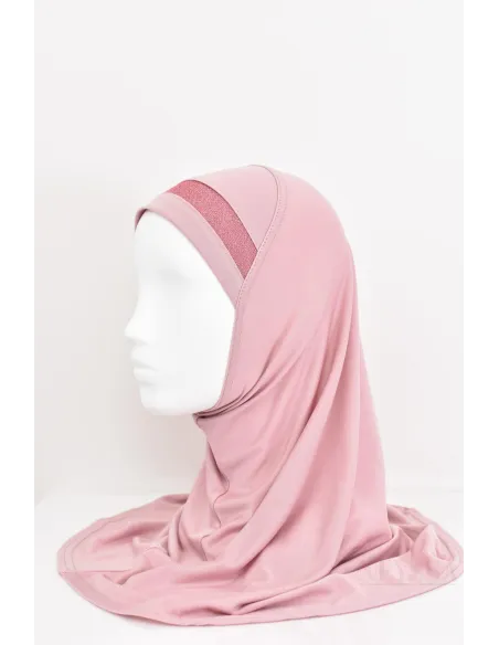 Hijab für Mädchen mit Strasssteinen, zum Überziehen, Jersey, für den Alltag.