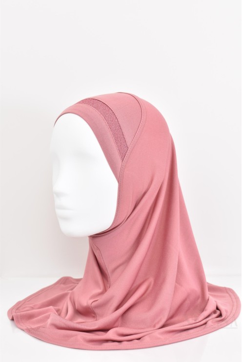 Hijab für Mädchen mit Strasssteinen, zum Überziehen, Jersey, für den Alltag.
