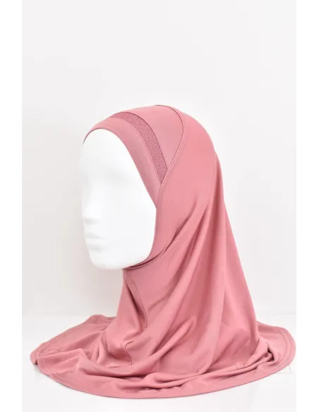 girl's hijab with rhinestones, slip-on, jersey, for everyday wear