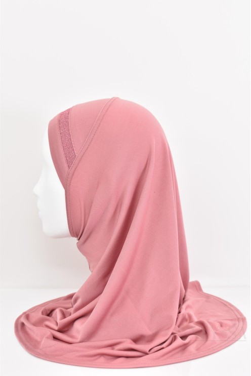 Hijab für Mädchen mit Strasssteinen, zum Überziehen, Jersey, für den Alltag.